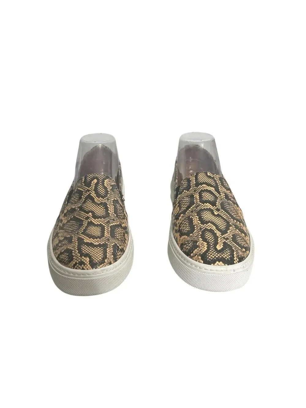 Aquatalia Onida Snake Print Leather Slip-On Sneakers in Caramel Women’s Size 9.5